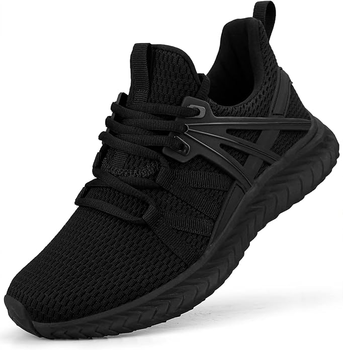 Abboos black men's breathable mesh athletic running tennis sneakers with cushioned MD outsole