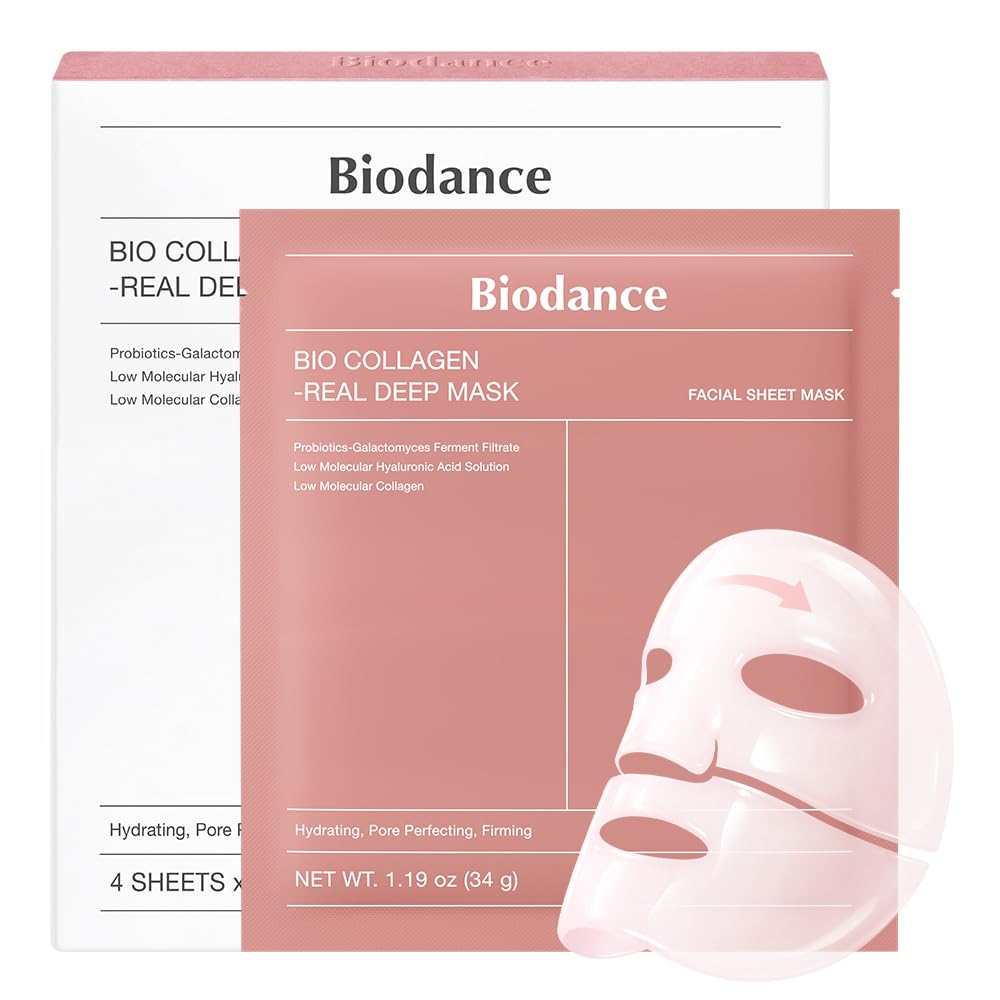BIODANCE Bio-Collagen Real Deep Mask 4 sheets box and transparent hydrogel facial sheet mask