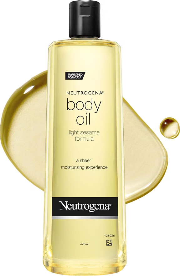 Neutrogena Body Oil sheer moisturizing light sesame formula 16 fl oz bottle with flip top cap