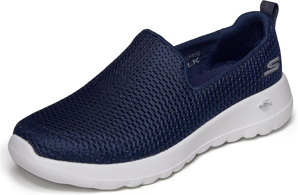Skechers Women's navy blue mesh Go Walk Joy slip-on walking sneaker with 5Gen cushioned white sole